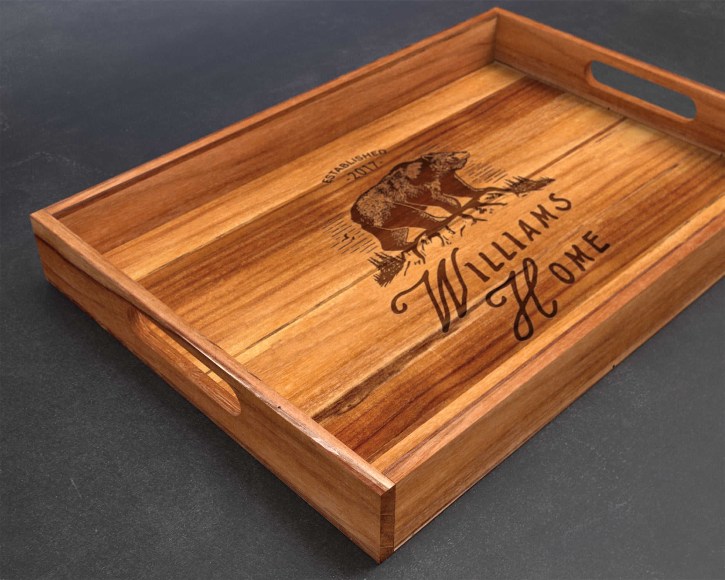 Personalized Serving Tray, Custom Serving Tray With Golden Handle